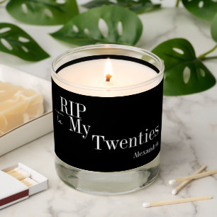 30th Birthday RIP 20s Party Black and White Scented Candle
