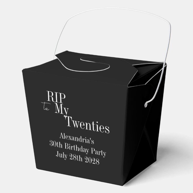 30th Birthday RIP 20s Party Favor Boxes (Front)