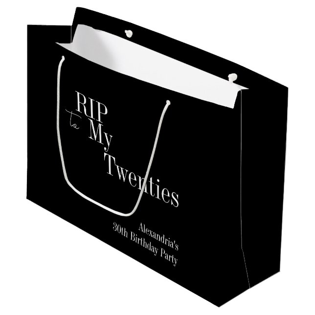 30th Birthday RIP 20s Party Favor Large Gift Bag (Front Angled)