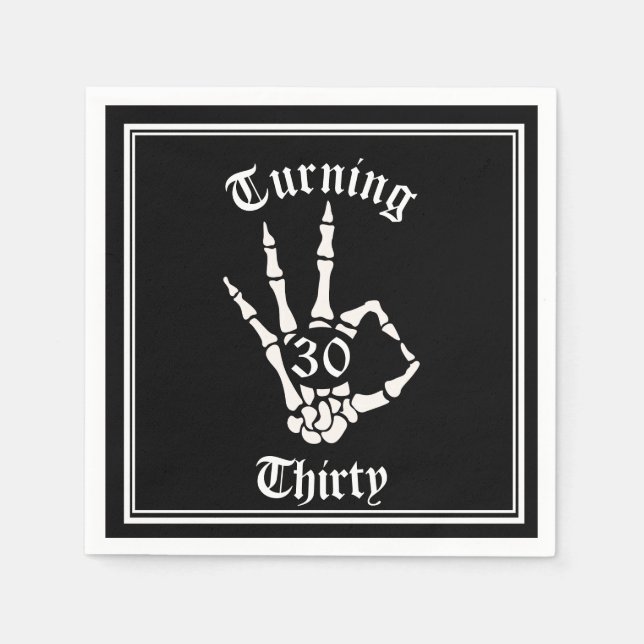 30th Birthday - RIP Twenties Skeleton Paper Plate  Napkins (Front)