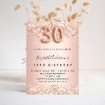30th birthday rose gold blush elegant invitation<br><div class="desc">For an elegant 30th birthday.  A rose gold background. Decorated with rose gold,  pink confetti.  Personalize and add a name,  and party details. The name is written with a hand lettered style script,  number 30 with balloon style fonts.</div>