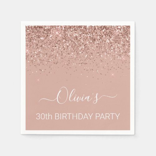 30th Birthday Rose Gold Blush Pink Glitter Any Age Napkins