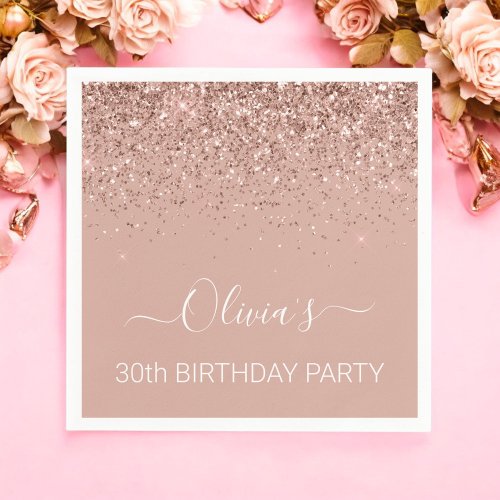 30th Birthday Rose Gold Blush Pink Glitter Any Age Napkins