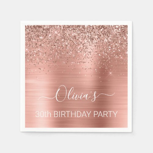 30th Birthday Rose Gold _ Blush Pink Glitter Napki Napkins