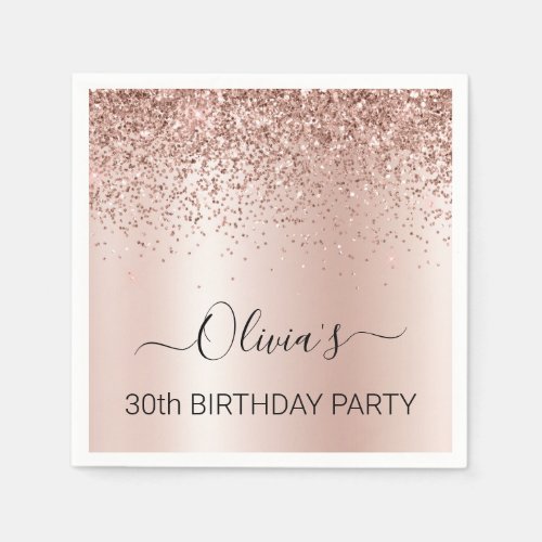 30th Birthday Rose Gold _ Blush Pink Glitter Napkins