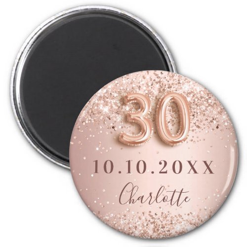 30th birthday rose gold blush save the date magnet