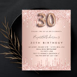30th birthday rose gold glitter budget invitation flyer<br><div class="desc">Please note that this invitation is on flyer paper and very thin. Envelopes are not included. For thicker invitations (same design) please visit our store. A modern, stylish and glamorous invitation for a 30th birthday party. A faux rose gold metallic looking background with an elegant faux rose gold glitter drip,...</div>