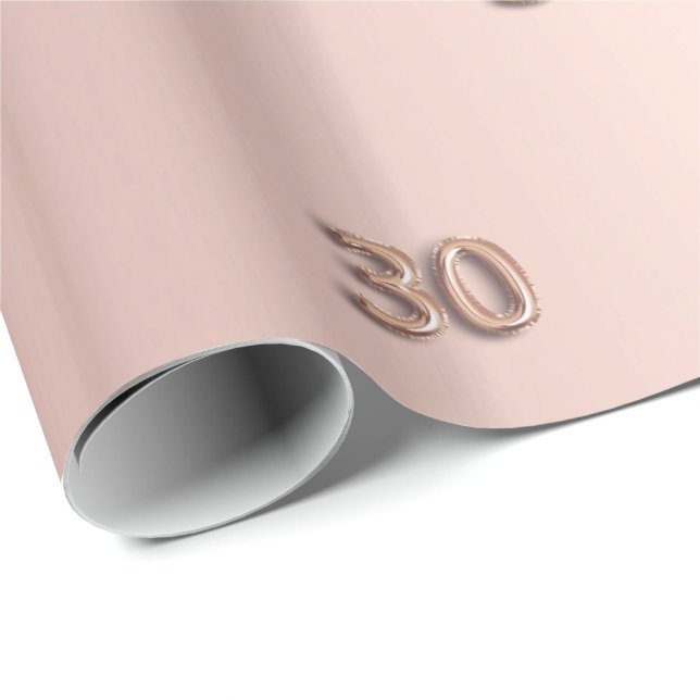 30th Birthday rose gold glitter drips pink Wrapping Paper (Roll Corner)