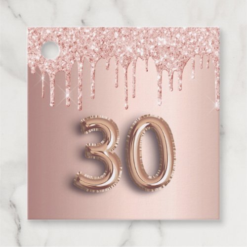 30th Birthday rose gold glitter thank you balloon Favor Tags