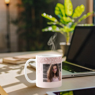 30th birthday rose gold photo glitter pink coffee mug