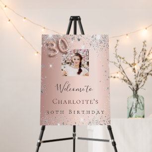30th birthday rose gold photo silver glitter dust foam board