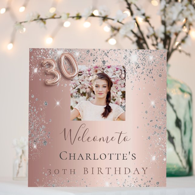 30th birthday rose gold silver photo glitter foam board (In Situ (Wedding))