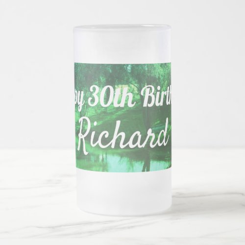 30th Birthday Rural scene Frosted Glass Beer Mug