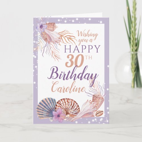 30th Birthday Seashell Coral Card
