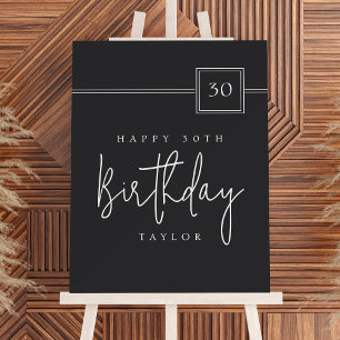 30th Birthday Simple Minimalist Flat Black Foam Board