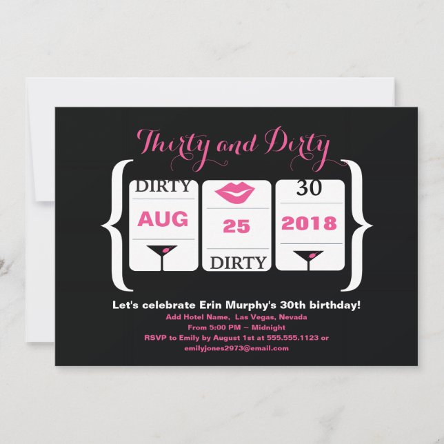 30th Birthday Slot Machine Invitation (Front)