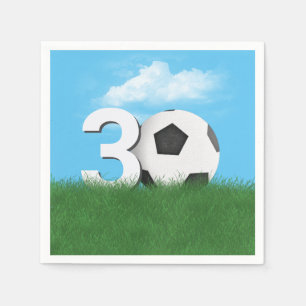 30th Birthday Soccer Ball In Green Grass Napkins