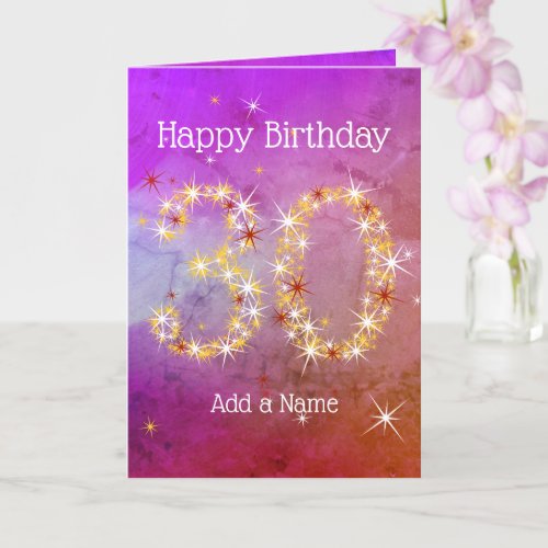 30th Birthday _ Star Number _ Purple Pink _ Age 30 Card