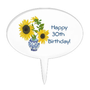 30th Birthday Sunflower Cake Pick