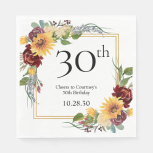 30th Birthday Sunflowers Napkins