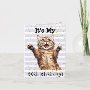 30th Birthday Super Cute Tabby Cat Card