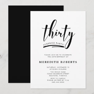 30th Birthday Surprise Party Modern Minimalist Invitation