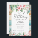 30th Birthday Surprise Party Tropical  Invitation<br><div class="desc">Tropical Floral and Beach wood Fun Design template design. Adjustable for the tropical adult birthday party,  just change the text invitations. Digital Download printable invite</div>