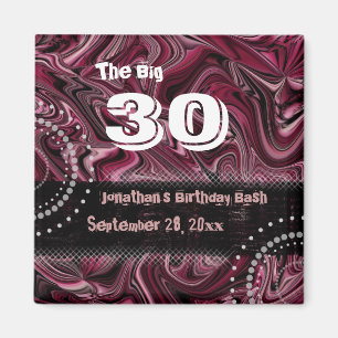 30th Birthday Swag Magnet ~ Red Marbled