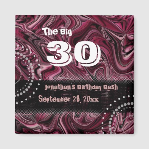 30th Birthday Swag Magnet  Red Marbled