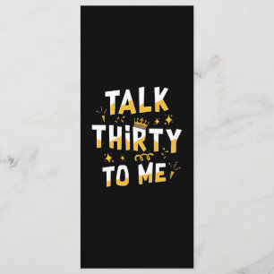 30th Birthday Talk Thirty To Me Menu