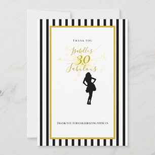 30th Birthday Thank You Card Black & Gold