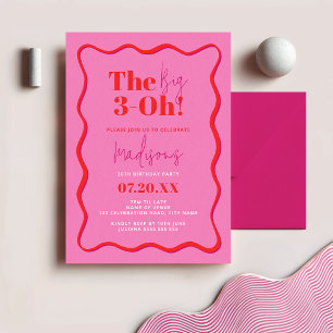 30th Birthday The Big 3-Oh Wavy Border  Invitation
