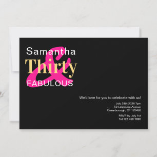 30th Birthday Thirty and Fabulous Birthday Party Invitation