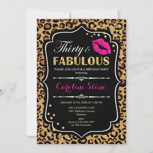 30th Birthday _ Thirty Fabulous Leopard Print Invitation