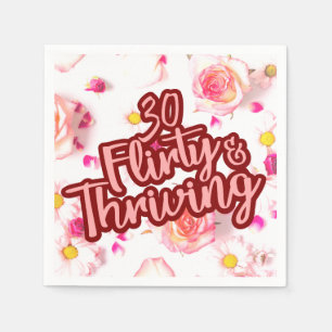 30th Birthday Thirty Flirty and Thriving Fun Pink Napkins