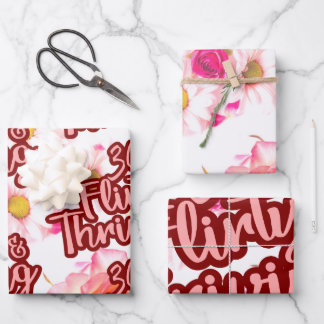 30th Birthday Thirty Flirty and Thriving Fun Pink Wrapping Paper Sheets