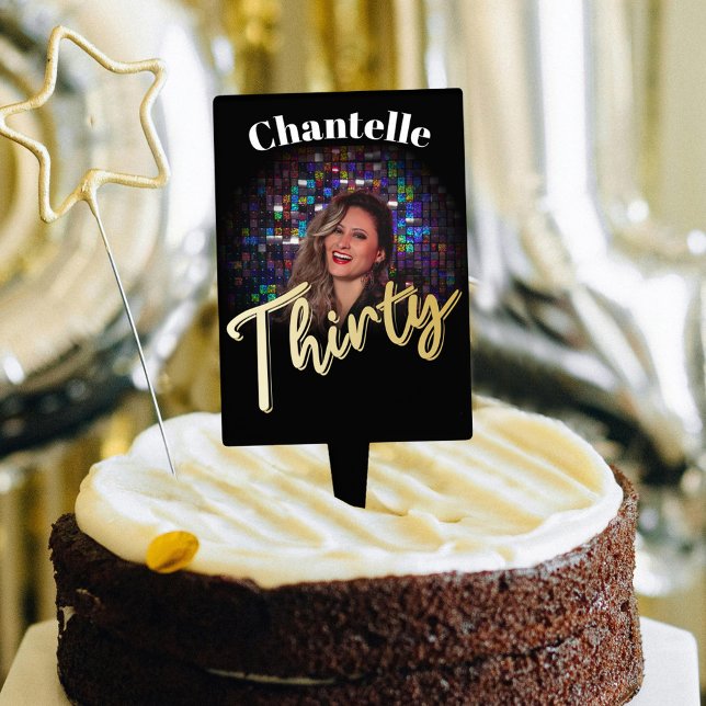 30th birthday thirty gold black birthday custom cake topper (Creator Uploaded)