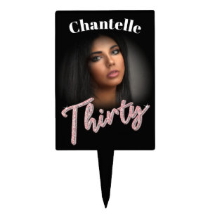 30th birthday thirty pink black birthday custom cake topper