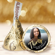 30th birthday Thirty script gold black photo  Hershey®'s Kisses®