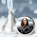 30th birthday Thirty script silver black photo  Hershey®'s Kisses®<br><div class="desc">Thirty silver script text two sided photo party favors. Personalize this 30th birthday party script photo candy favors with your own birthday girls name and photo of your birthday girl or boy. Other years and matching items are available and can be created by request. © Original design by Sarah Trett...</div>