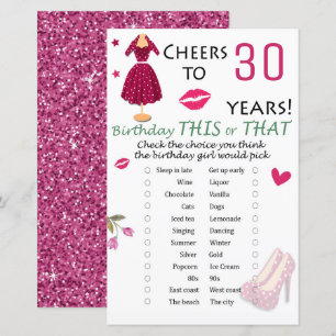 30th Birthday This or That Game