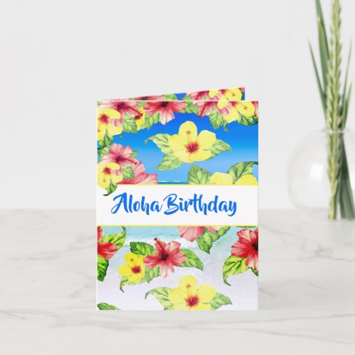 30th Birthday Tropical Flower Beach Aloha Hibiscus Invitation