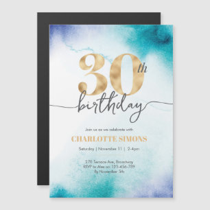 30th birthday Turquoise Magnetic Invitation