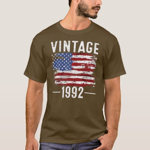 30th Birthday USA Flag vintage american flag 1992 T_Shirt