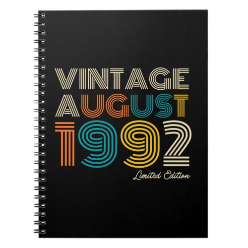 30th Birthday Vintage 1992 Limited Edition Notebook