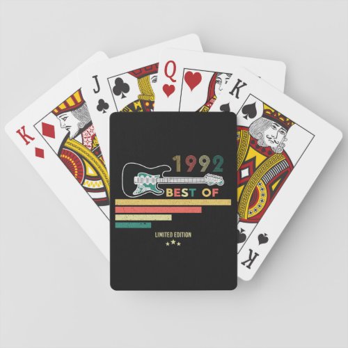 30th Birthday Vintage Guitar Lover Best Of 1992 Poker Cards