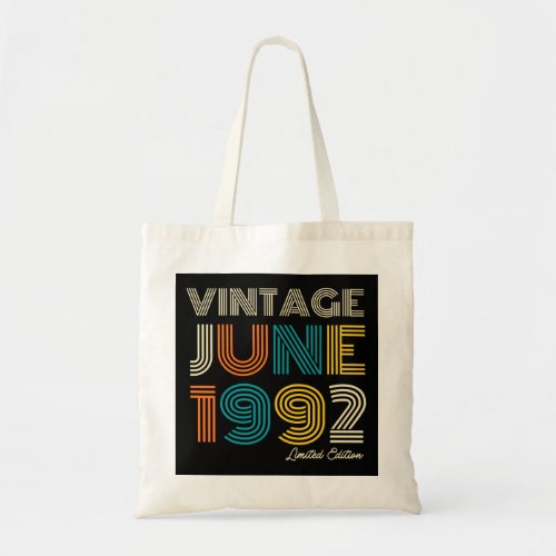 30th Birthday Vintage June 1992 Limited Edition Tote Bag