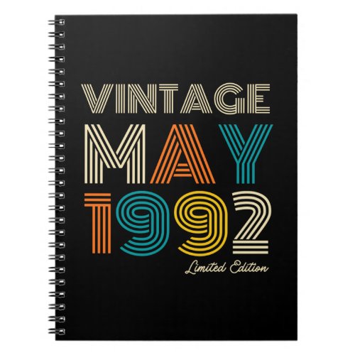 30th Birthday Vintage May 1992 Limited Edition Notebook