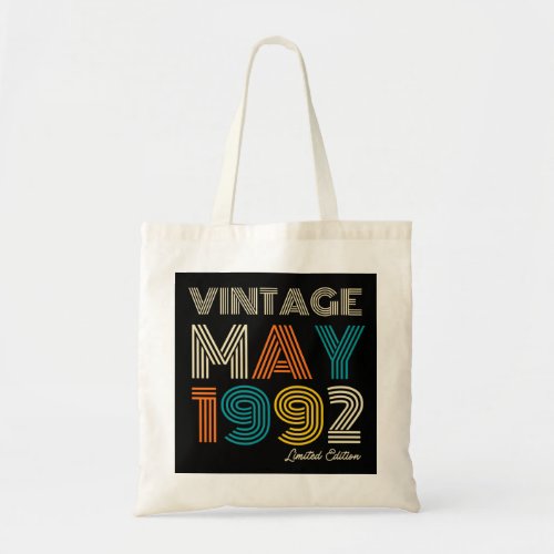 30th Birthday Vintage May 1992 Limited Edition Tote Bag