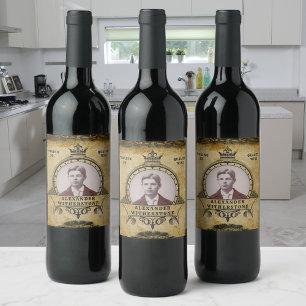 30th Birthday Vintage Retro Antique Photo Wine Label